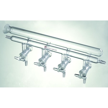 Synthware MANIFOLD, DBL, HOLLOW GLASS STOPCOCKS, LEFT SIDE, 4PORT, 10mm M350004